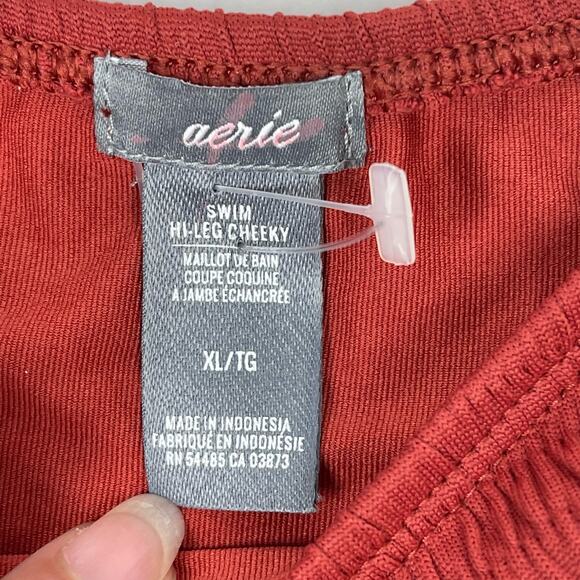 NEW Aerie Bikini Bottom Women's Size XL Red Swim Hi-Leg Cheeky Swimwear NWOT - Picture 4 of 5
